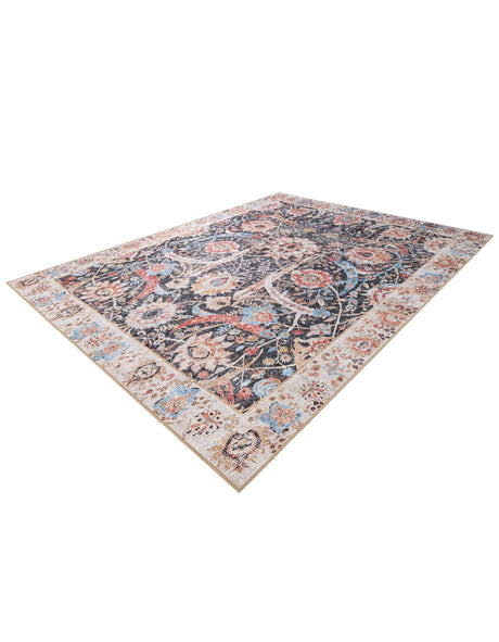 Washable Black 7' 10 x 10' Timeless Rectangle Area Rug Easy to Clean Stain Resistant & Durable Traditional Classic Vintage Design Carpet for Sale at Rug Engine