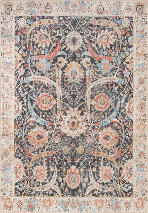 Washable Black 8' 4 x 12' Timeless Rectangle Area Rug Easy to Clean Stain Resistant & Durable Traditional Classic Vintage Design Carpet for Sale at Rug Engine