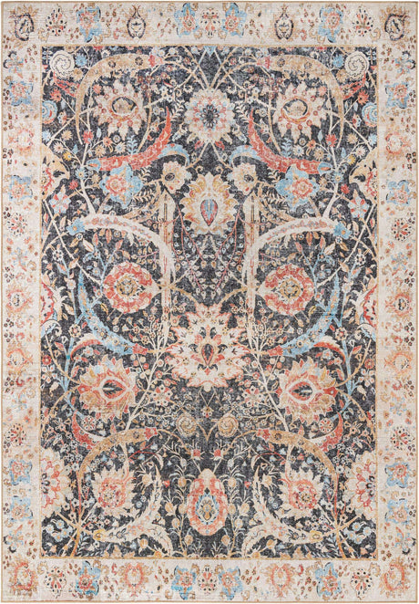 Washable Black 8' 4 x 12' Timeless Rectangle Area Rug Easy to Clean Stain Resistant & Durable Traditional Classic Vintage Design Carpet for Sale at Rug Engine