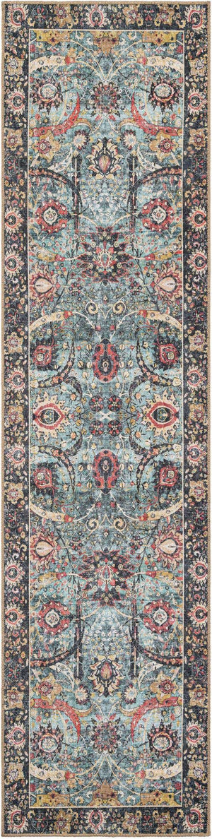 Washable Vintage Green 2' 7 x 10' Timeless Runner Area Rug Easy to Clean Stain Resistant & Durable Traditional Classic Vintage Design Carpet for Sale at Rug Engine
