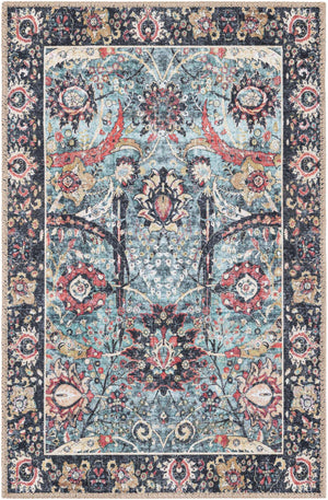 Washable Vintage Green 2' x 3' 1 Timeless Rectangle Area Rug Easy to Clean Stain Resistant & Durable Traditional Classic Vintage Design Carpet for Sale at Rug Engine