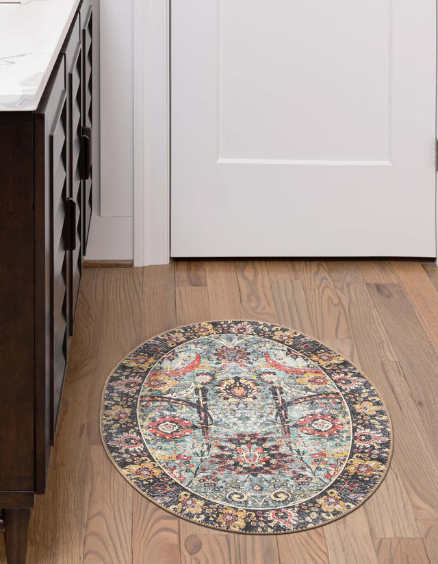 Washable Vintage Green 2' x 3' 1 Timeless Oval Area Rug Easy to Clean Stain Resistant & Durable Traditional Classic Vintage Design Carpet for Sale at Rug Engine