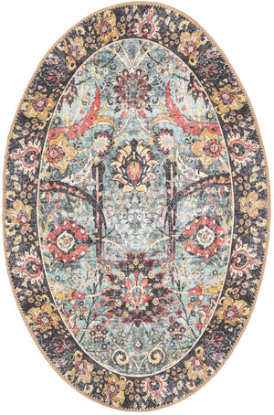 Washable Vintage Green 2' x 3' 1 Timeless Oval Area Rug Easy to Clean Stain Resistant & Durable Traditional Classic Vintage Design Carpet for Sale at Rug Engine