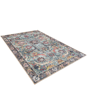Washable Vintage Green 4' 1 x 6' 1 Timeless Rectangle Area Rug Easy to Clean Stain Resistant & Durable Traditional Classic Vintage Design Carpet for Sale at Rug Engine