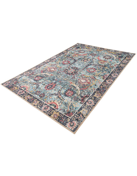 Washable Vintage Green 4' 1 x 6' 1 Timeless Rectangle Area Rug Easy to Clean Stain Resistant & Durable Traditional Classic Vintage Design Carpet for Sale at Rug Engine