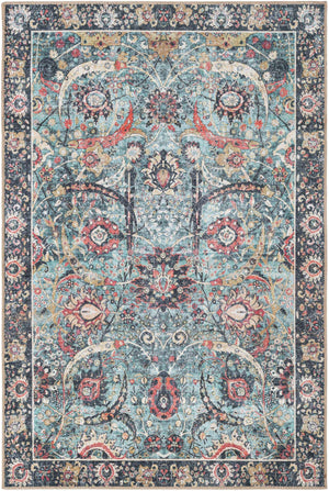Washable Vintage Green 4' 1 x 6' 1 Timeless Rectangle Area Rug Easy to Clean Stain Resistant & Durable Traditional Classic Vintage Design Carpet for Sale at Rug Engine