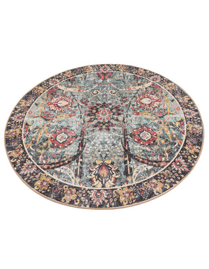 Washable Vintage Green 5' 1 x 5' 1 Timeless Round Area Rug Easy to Clean Stain Resistant & Durable Traditional Classic Vintage Design Carpet for Sale at Rug Engine