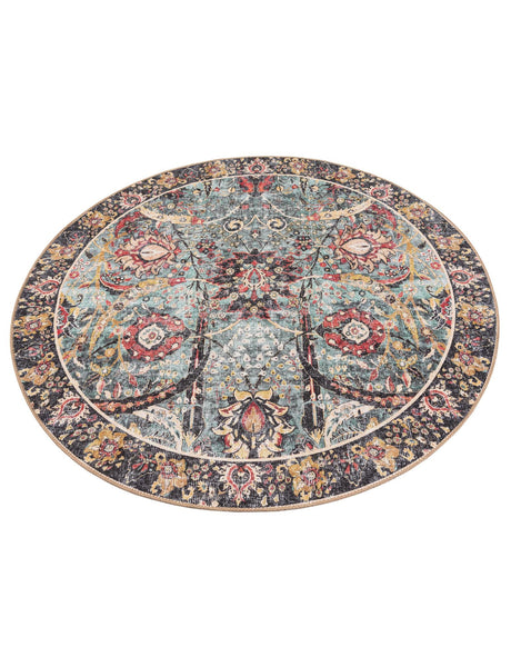 Washable Vintage Green 5' 1 x 5' 1 Timeless Round Area Rug Easy to Clean Stain Resistant & Durable Traditional Classic Vintage Design Carpet for Sale at Rug Engine