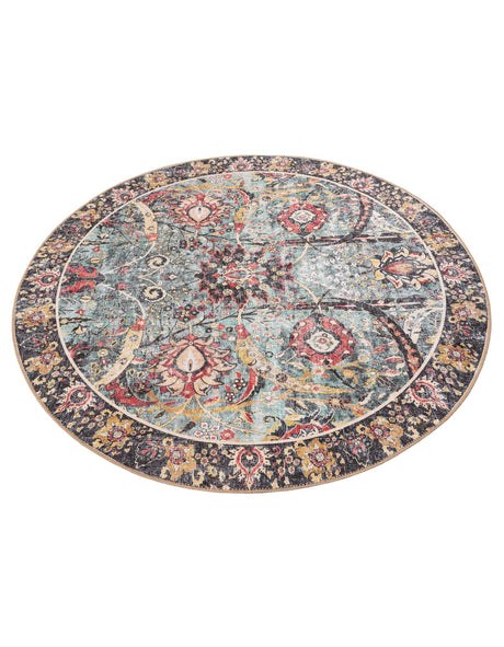 Washable Vintage Green 5' 1 x 5' 1 Timeless Round Area Rug Easy to Clean Stain Resistant & Durable Traditional Classic Vintage Design Carpet for Sale at Rug Engine