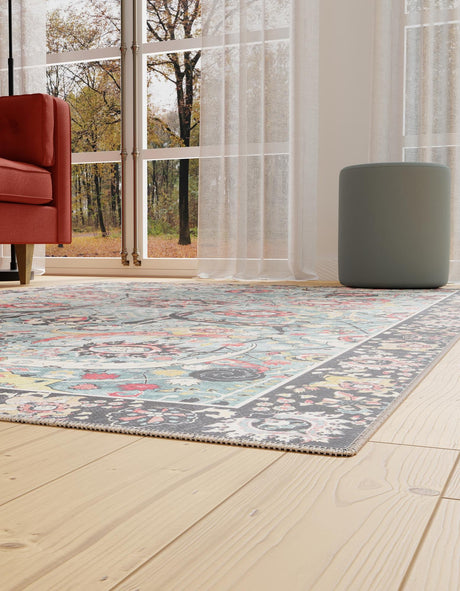 Washable Vintage Green 8' 4 x 12' Timeless Rectangle Area Rug Easy to Clean Stain Resistant & Durable Traditional Classic Vintage Design Carpet for Sale at Rug Engine