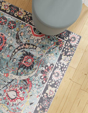 Washable Vintage Green 6' 1 x 9' Timeless Rectangle Area Rug Easy to Clean Stain Resistant & Durable Traditional Classic Vintage Design Carpet for Sale at Rug Engine