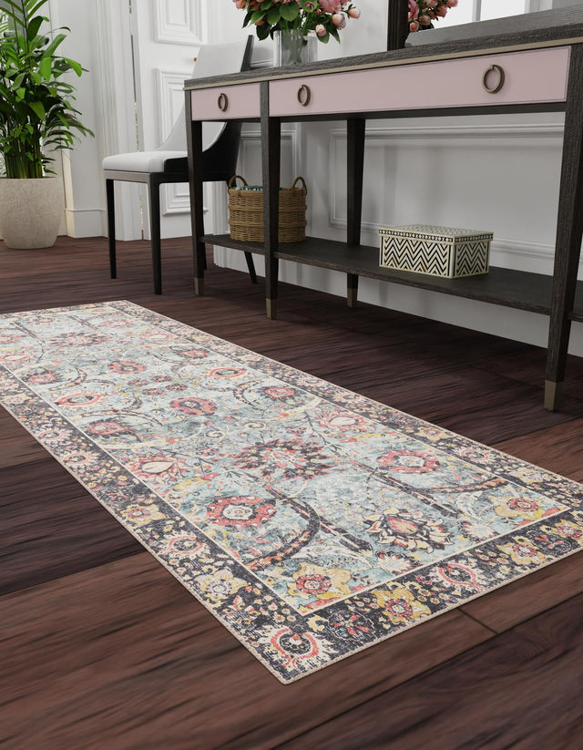 Washable Vintage Green 2' x 5' 1 Timeless Runner Area Rug Easy to Clean Stain Resistant & Durable Traditional Classic Vintage Design Carpet for Sale at Rug Engine