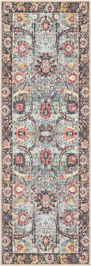 Washable Vintage Green 2' x 6' 1 Timeless Runner Area Rug Easy to Clean Stain Resistant & Durable Traditional Classic Vintage Design Carpet for Sale at Rug Engine
