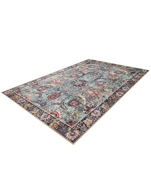 Washable Vintage Green 6' 1 x 9' Timeless Rectangle Area Rug Easy to Clean Stain Resistant & Durable Traditional Classic Vintage Design Carpet for Sale at Rug Engine