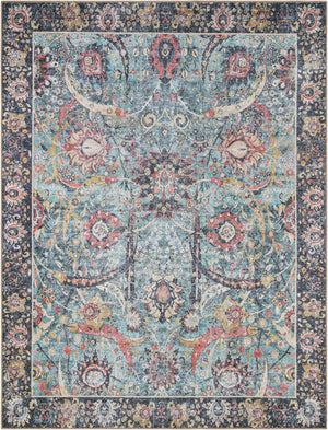 Washable Vintage Green 7' 10 x 10' Timeless Rectangle Area Rug Easy to Clean Stain Resistant & Durable Traditional Classic Vintage Design Carpet for Sale at Rug Engine