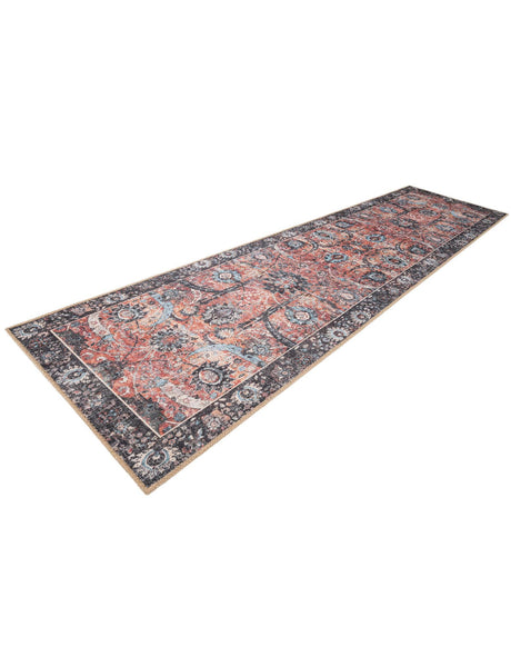 Washable Vintage Rust Red 2' 7 x 10' Timeless Runner Area Rug Easy to Clean Stain Resistant & Durable Traditional Classic Vintage Design Carpet for Sale at Rug Engine