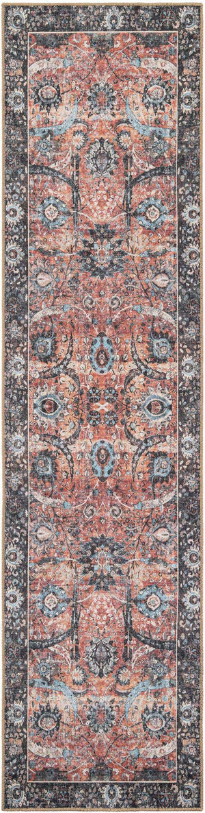 Washable Vintage Rust Red 2' 7 x 10' Timeless Runner Area Rug Easy to Clean Stain Resistant & Durable Traditional Classic Vintage Design Carpet for Sale at Rug Engine