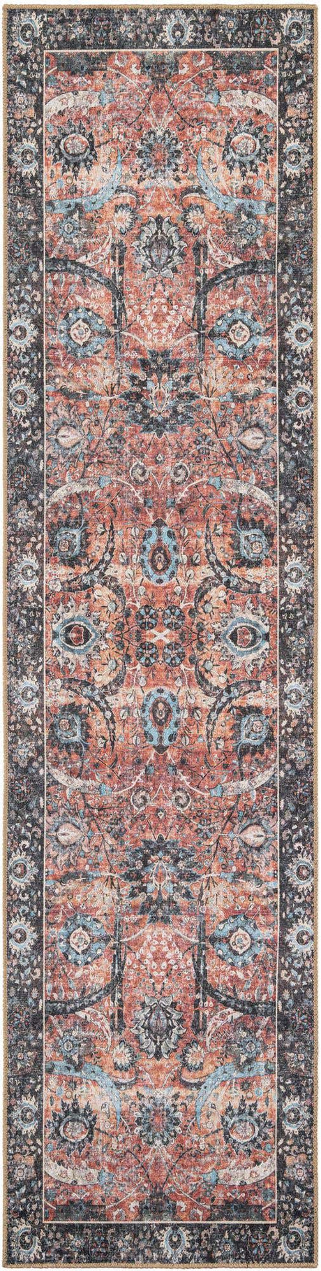 Washable Vintage Rust Red 2' 7 x 10' Timeless Runner Area Rug Easy to Clean Stain Resistant & Durable Traditional Classic Vintage Design Carpet for Sale at Rug Engine
