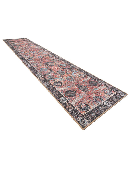 Washable Vintage Rust Red 2' 7 x 12' Timeless Runner Area Rug Easy to Clean Stain Resistant & Durable Traditional Classic Vintage Design Carpet for Sale at Rug Engine