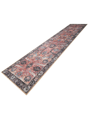 Washable Vintage Rust Red 2' 7 x 12' Timeless Runner Area Rug Easy to Clean Stain Resistant & Durable Traditional Classic Vintage Design Carpet for Sale at Rug Engine