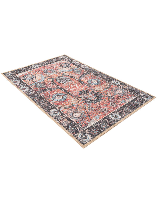 Washable Vintage Rust Red 2' x 3' 1 Timeless Rectangle Area Rug Easy to Clean Stain Resistant & Durable Traditional Classic Vintage Design Carpet for Sale at Rug Engine