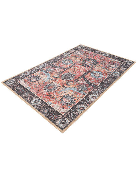 Washable Vintage Rust Red 2' x 3' 1 Timeless Rectangle Area Rug Easy to Clean Stain Resistant & Durable Traditional Classic Vintage Design Carpet for Sale at Rug Engine