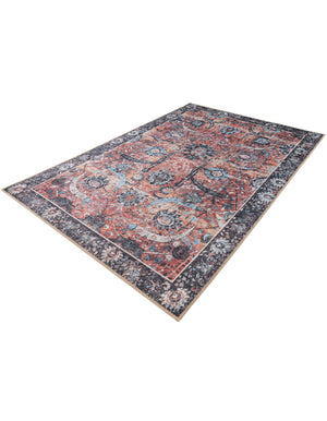 Washable Vintage Rust Red 4' 1 x 6' 1 Timeless Rectangle Area Rug Easy to Clean Stain Resistant & Durable Traditional Classic Vintage Design Carpet for Sale at Rug Engine