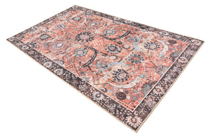 Washable Vintage Rust Red 5' 1 x 8' Timeless Rectangle Area Rug Easy to Clean Stain Resistant & Durable Traditional Classic Vintage Design Carpet for Sale at Rug Engine