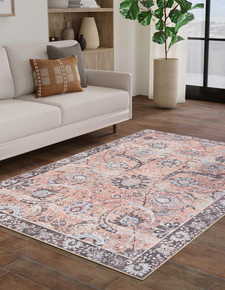 Washable Vintage Rust Red 2' x 3' 1 Timeless Rectangle Area Rug Easy to Clean Stain Resistant & Durable Traditional Classic Vintage Design Carpet for Sale at Rug Engine