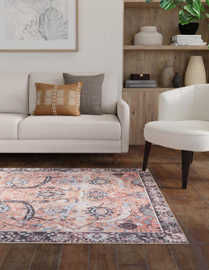 Washable Vintage Rust Red 8' 4 x 12' Timeless Rectangle Area Rug Easy to Clean Stain Resistant & Durable Traditional Classic Vintage Design Carpet for Sale at Rug Engine