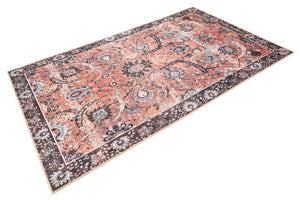 Washable Vintage Rust Red 5' 1 x 8' Timeless Rectangle Area Rug Easy to Clean Stain Resistant & Durable Traditional Classic Vintage Design Carpet for Sale at Rug Engine