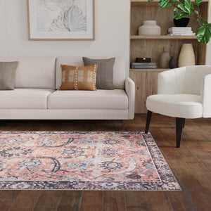 Washable Vintage Rust Red 7' 10 x 10' Timeless Rectangle Area Rug Easy to Clean Stain Resistant & Durable Traditional Classic Vintage Design Carpet for Sale at Rug Engine