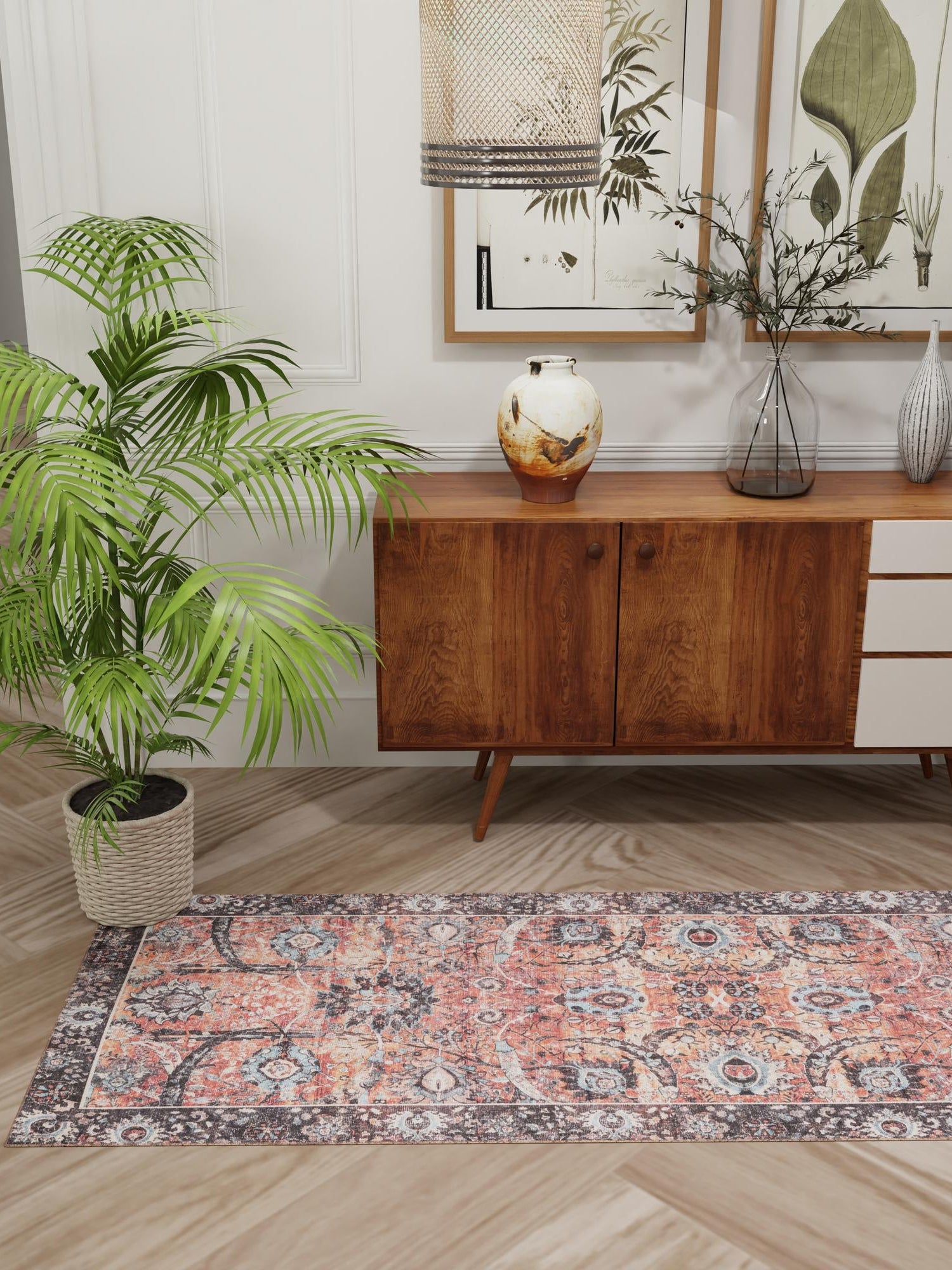 Washable Vintage Rust Red 2' 7 x 10' Timeless Runner Area Rug Easy to Clean Stain Resistant & Durable Traditional Classic Vintage Design Carpet for Sale at Rug Engine