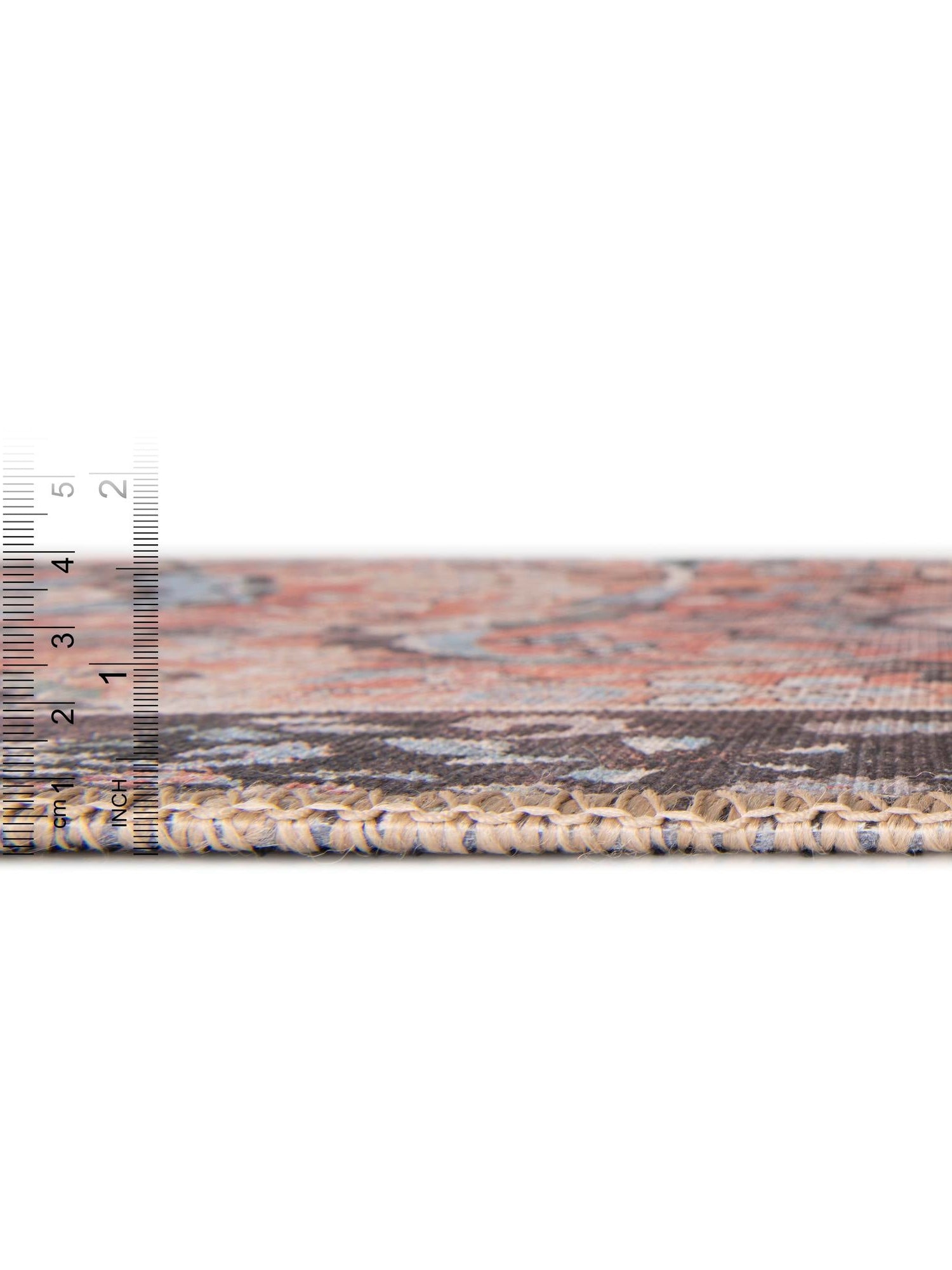 Washable Vintage Rust Red 2' x 2' Timeless Round Area Rug Easy to Clean Stain Resistant & Durable