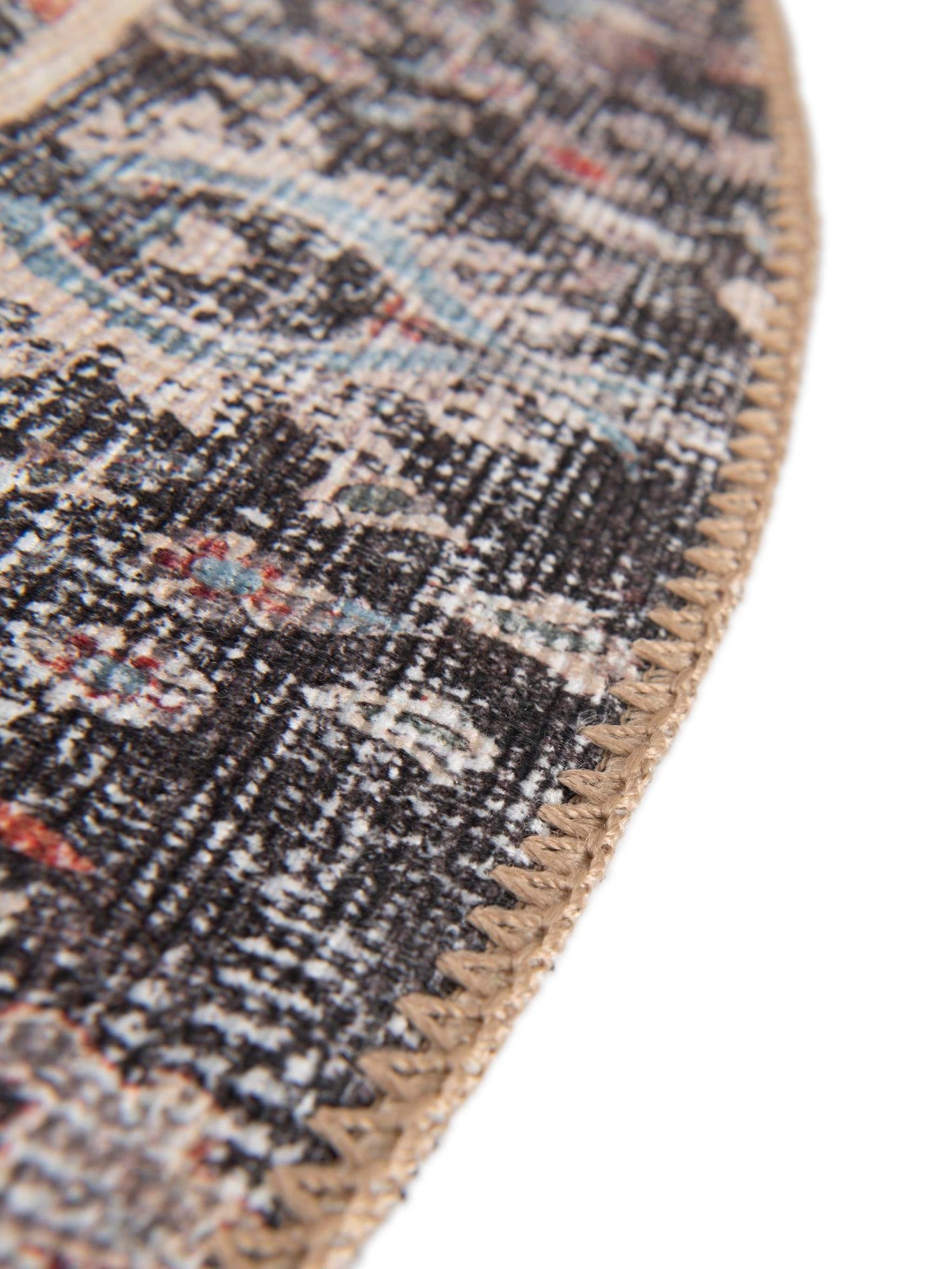 Washable Vintage Rust Red 2' x 2' Timeless Round Area Rug Easy to Clean Stain Resistant & Durable