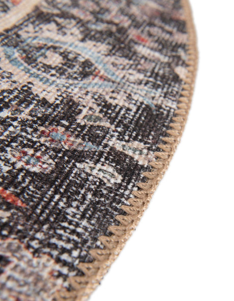 Washable Vintage Rust Red 2' x 2' Timeless Round Area Rug Easy to Clean Stain Resistant & Durable