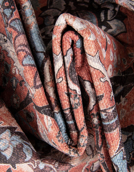 Washable Vintage Rust Red 2' x 2' Timeless Round Area Rug Easy to Clean Stain Resistant & Durable