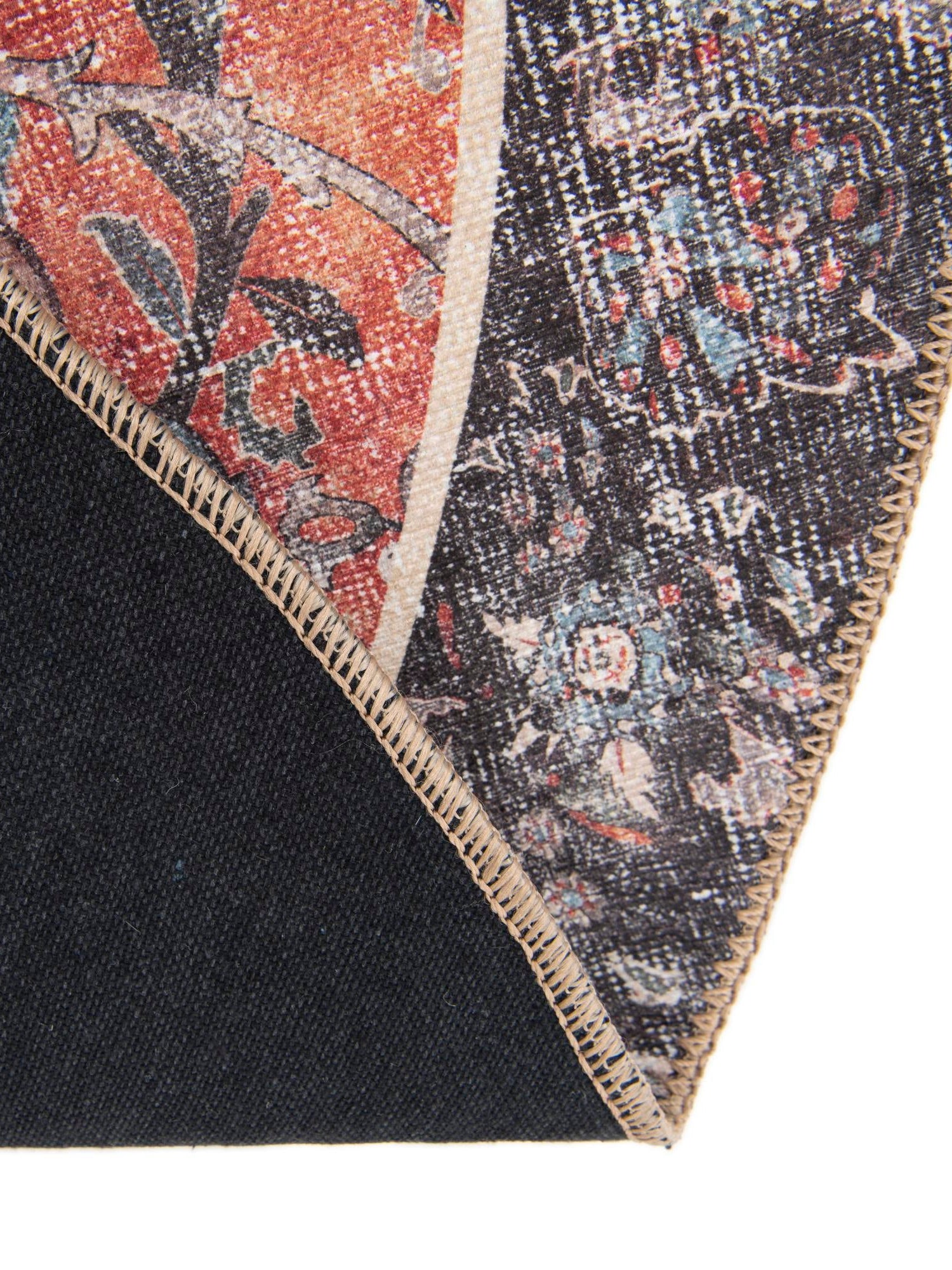 Washable Vintage Rust Red 2' x 2' Timeless Round Area Rug Easy to Clean Stain Resistant & Durable