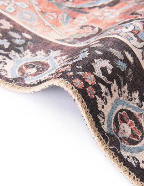 Washable Vintage Rust Red 2' x 2' Timeless Round Area Rug Easy to Clean Stain Resistant & Durable