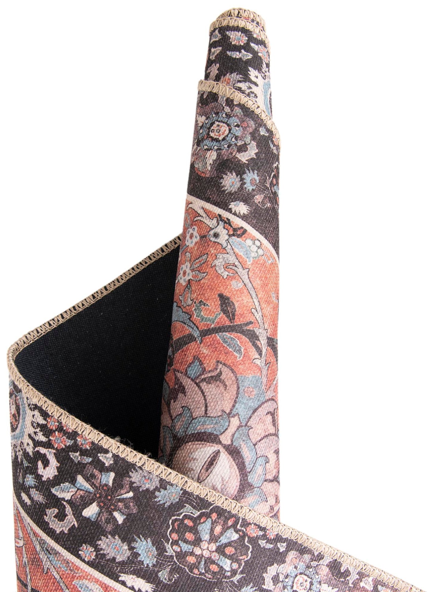 Washable Vintage Rust Red 2' x 2' Timeless Round Area Rug Easy to Clean Stain Resistant & Durable