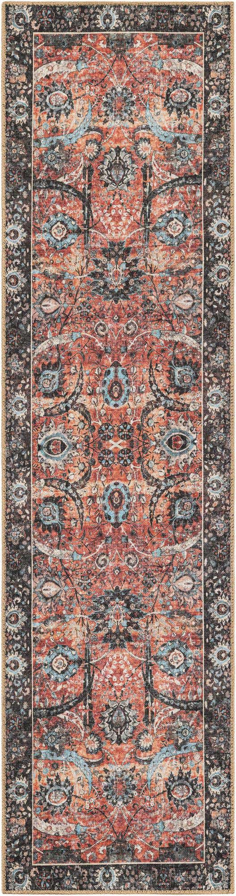 Washable Vintage Rust Red 2' x 8' Timeless Runner Area Rug Easy to Clean Stain Resistant & Durable Traditional Classic Vintage Design Carpet for Sale at Rug Engine