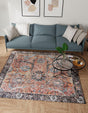Washable Vintage Rust Red 7' 10 x 7' 10 Timeless Square Area Rug Easy to Clean Stain Resistant & Durable Traditional Classic Vintage Design Carpet for Sale at Rug Engine