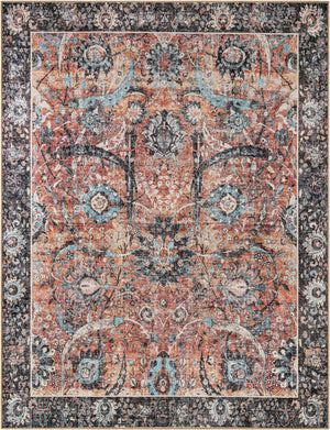 Washable Vintage Rust Red 7' 10 x 10' Timeless Rectangle Area Rug Easy to Clean Stain Resistant & Durable Traditional Classic Vintage Design Carpet for Sale at Rug Engine