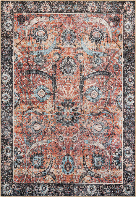 Washable Vintage Rust Red 8' 4 x 12' Timeless Rectangle Area Rug Easy to Clean Stain Resistant & Durable Traditional Classic Vintage Design Carpet for Sale at Rug Engine