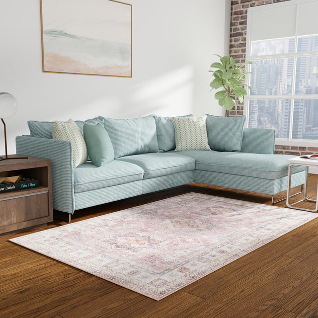 Washable Antique Rose Pink 7' 10 x 10' Timeless Rectangle Area Rug Easy to Clean Stain Resistant & Durable Traditional Classic Vintage Design Carpet for Sale at Rug Engine