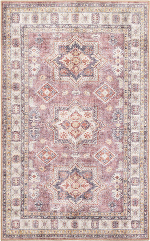 Washable Antique Rose Pink 5' 1 x 8' Timeless Rectangle Area Rug Easy to Clean Stain Resistant & Durable Traditional Classic Vintage Design Carpet for Sale at Rug Engine