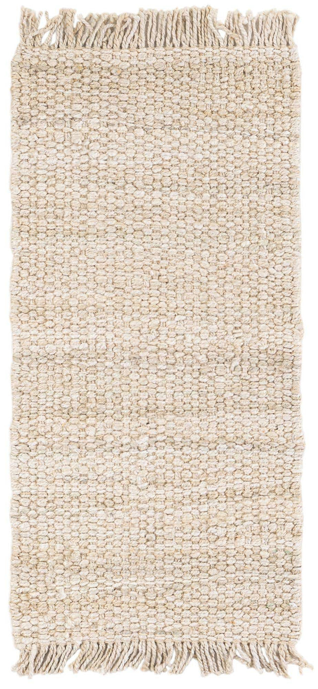 Ivory 2' x 4' 1 Chunky Jute Runner Area Rug 100% All Natural Jute Sustainable Eco-Friendly Carpet Mat for Natural Interior Design Homes for Sale at Rug Engine
