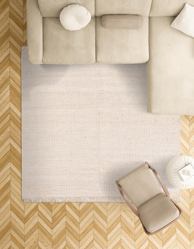 Ivory 7' 10 x 7' 10 Chunky Jute Square Area Rug 100% All Natural Jute Sustainable Eco-Friendly Carpet Mat for Natural Interior Design Homes for Sale at Rug Engine