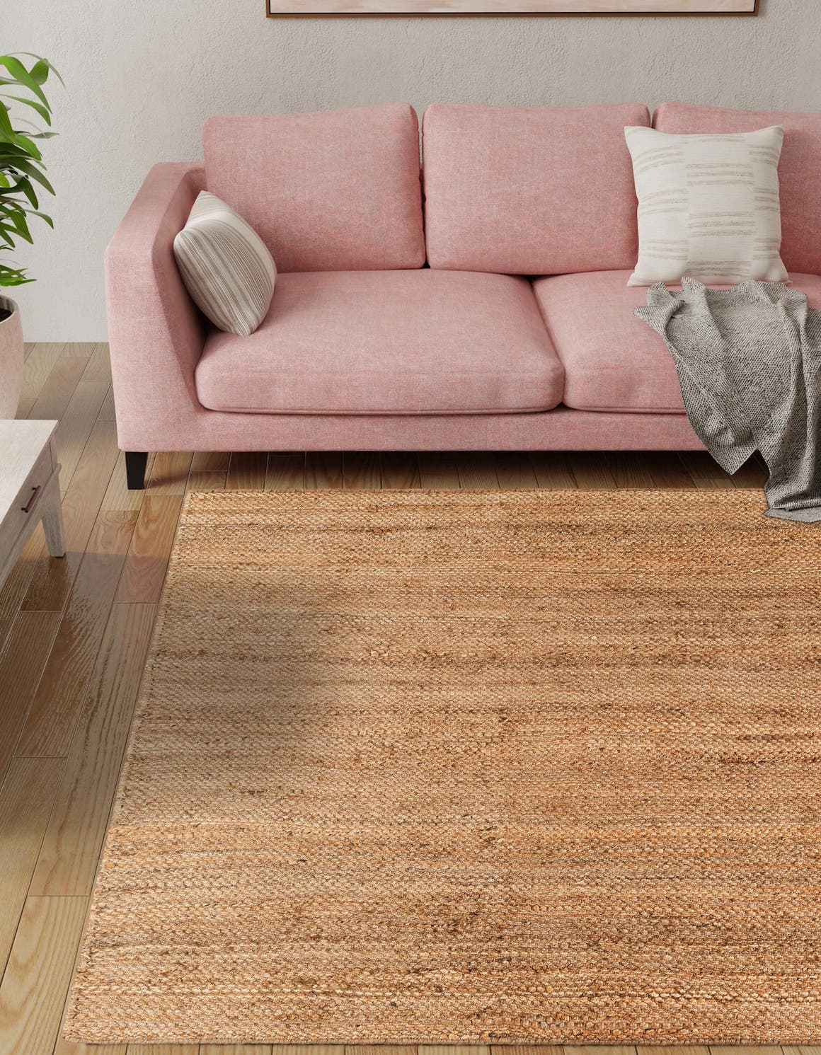 Natural 5' 1 x 5' 1 Chunky Jute Square Area Rug 100% All Natural Jute Sustainable Eco-Friendly Carpet Mat for Natural Interior Design Homes for Sale at Rug Engine