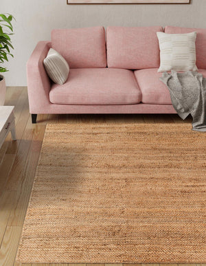 Natural 5' 1 x 5' 1 Chunky Jute Square Area Rug 100% All Natural Jute Sustainable Eco-Friendly Carpet Mat for Natural Interior Design Homes for Sale at Rug Engine